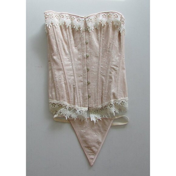 Creamy Jacquard and Lace Corset Set - NEW - Picture 5 of 16